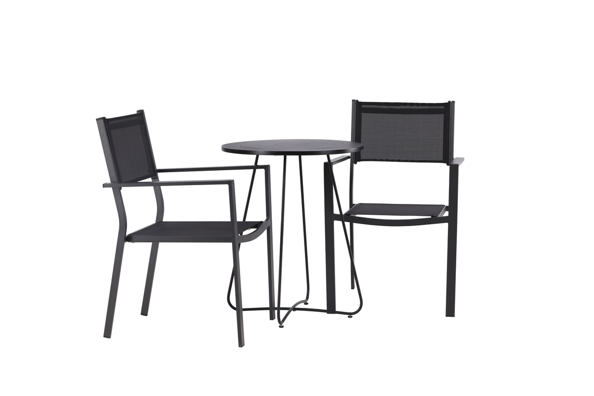 Garden Cafe Set Marvin – 3-piece Garden Furniture Set in the Color Black
