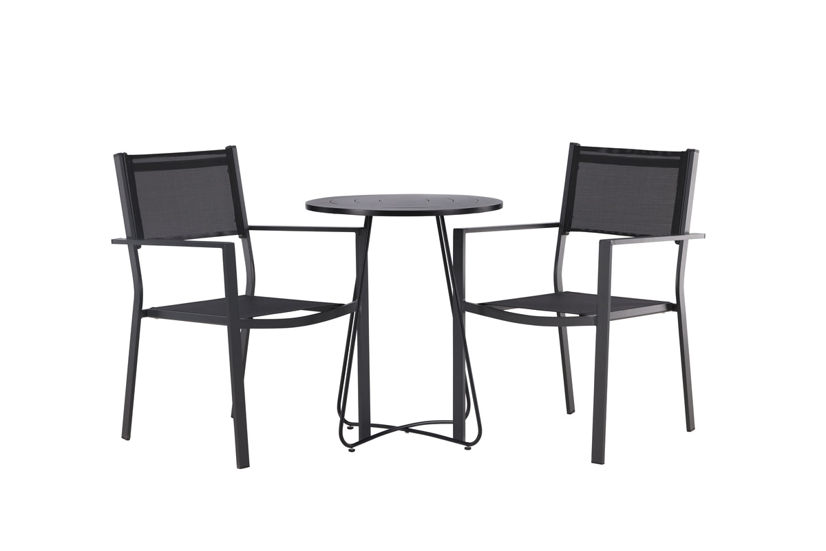 Garden Cafe Set Marvin – 3-piece Garden Furniture Set in the Color Black