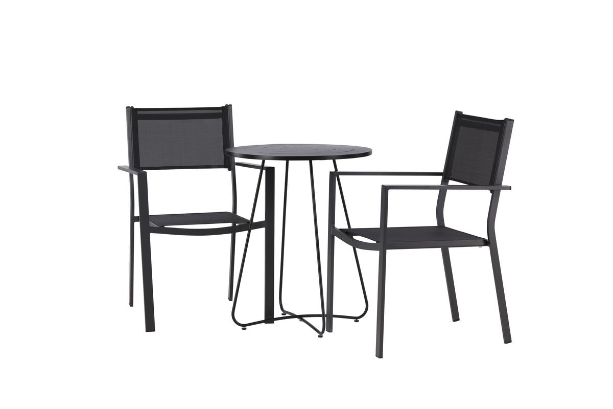Garden Cafe Set Marvin – 3-piece Garden Furniture Set in the Color Black