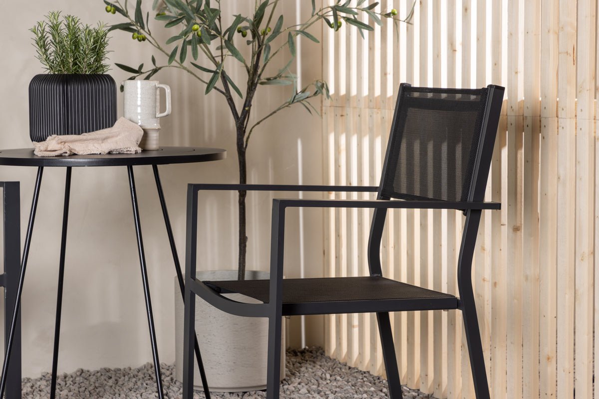 Garden Cafe Set Marvin – 3-piece Garden Furniture Set in the Color Black