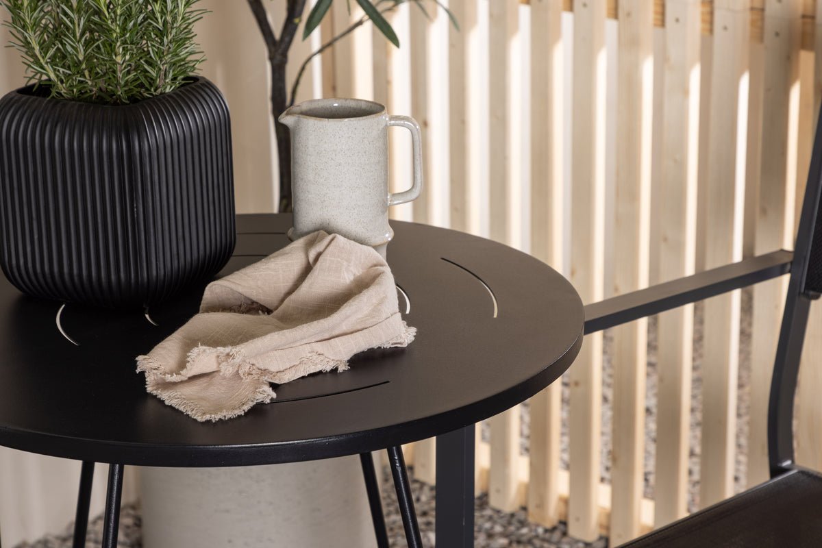 Garden Cafe Set Marvin – 3-piece Garden Furniture Set in the Color Black