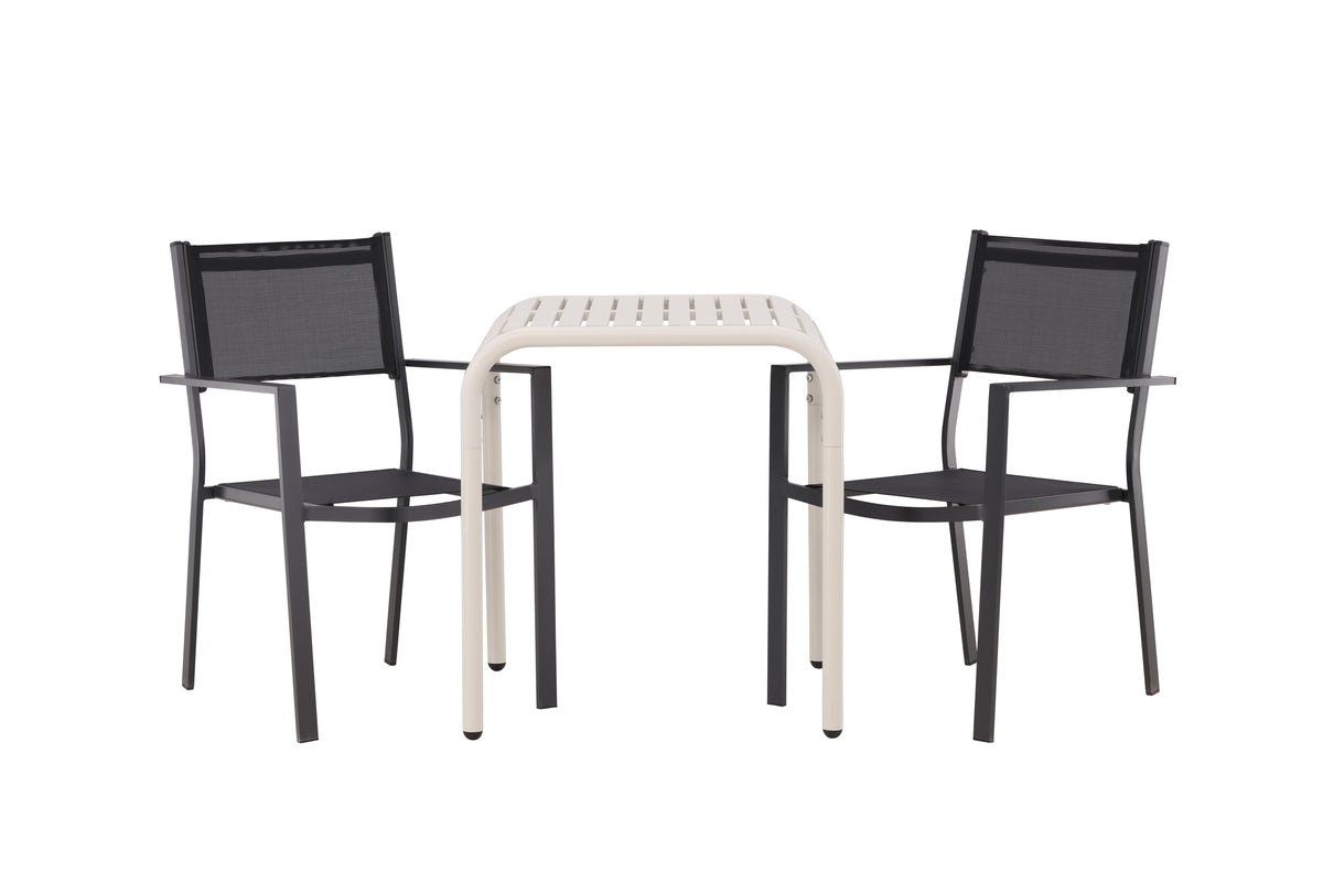 Garden Cafe Set Florence – 3-piece Garden Furniture Set in Beige/Black