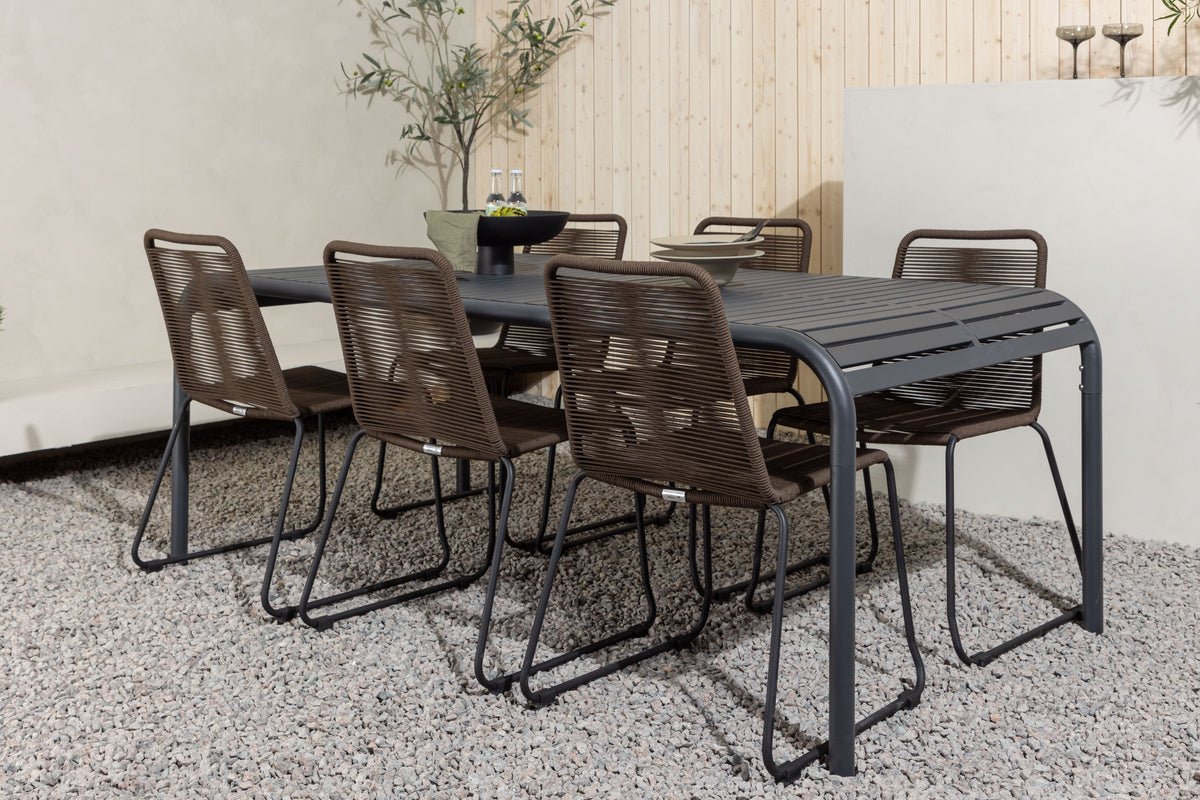 Savannah Garden Dining Set – 7-Piece Outdoor Furniture Set with Brown Chairs