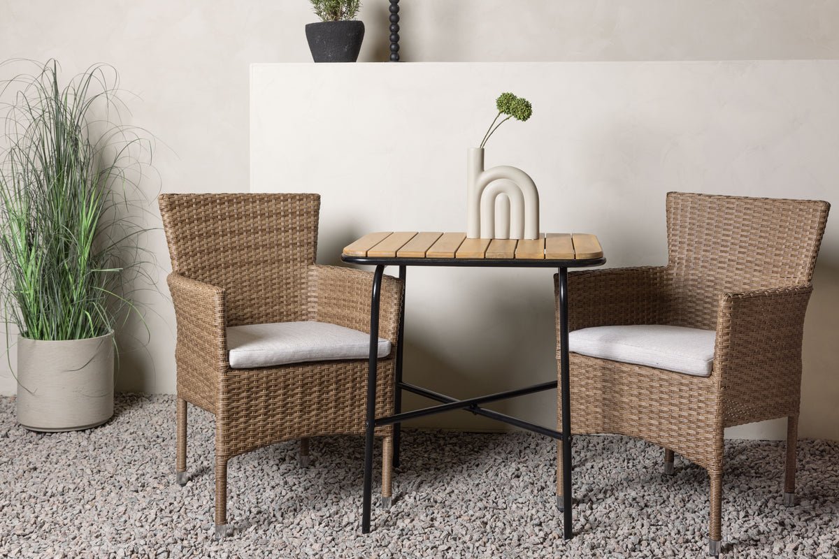 Garden Cafe Set Rieva – 3-piece Garden Furniture Set with Table made of Acacia and Steel