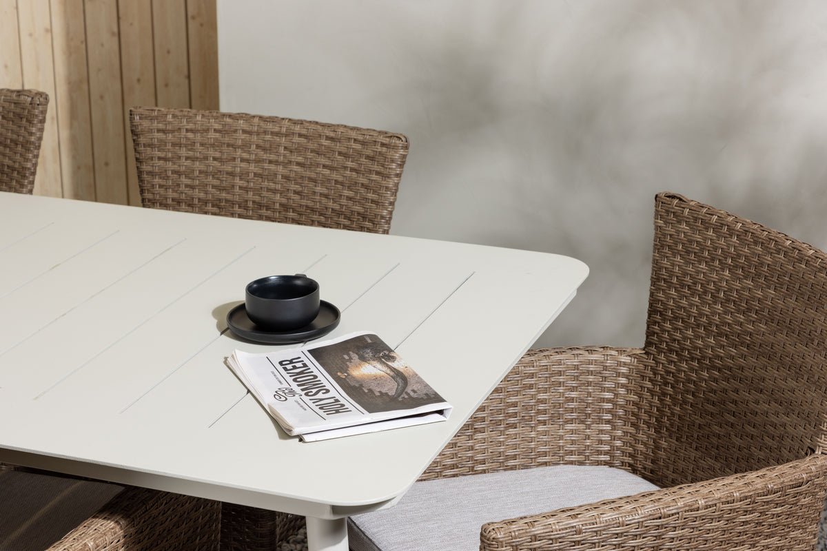 Garden Dining Set Brooks – 7-piece Garden Furniture Set in Brown/White