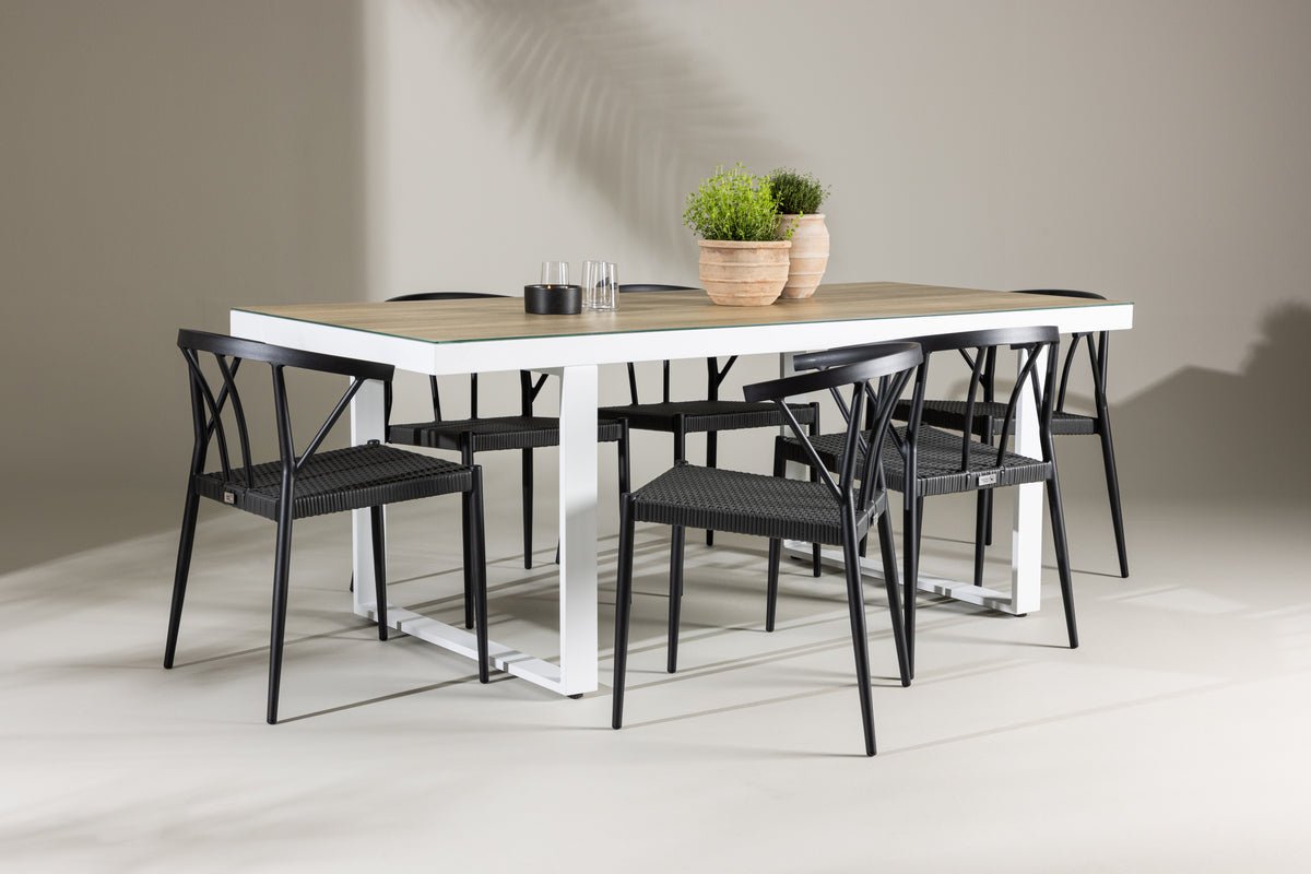 Toril Garden Dining Set – 7-piece Garden Furniture Set in Black/White