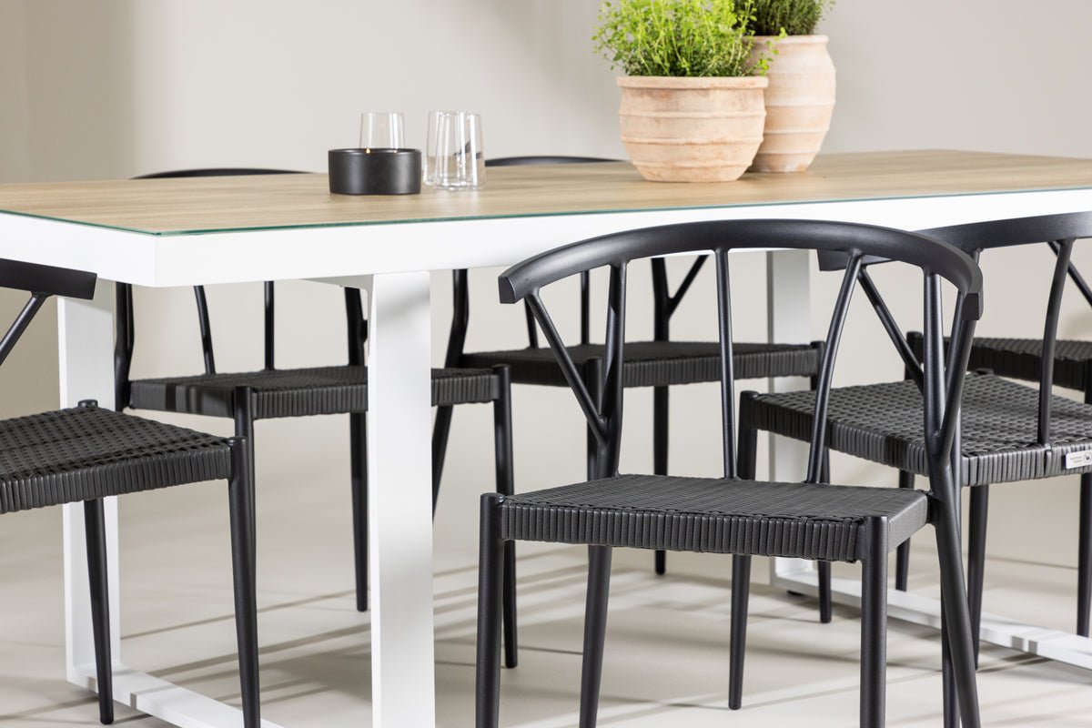 Toril Garden Dining Set – 7-piece Garden Furniture Set in Black/White