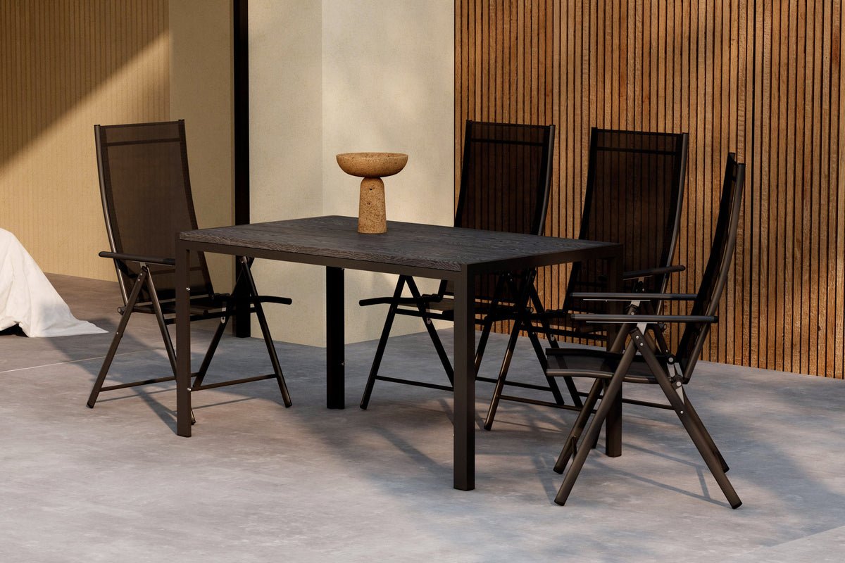 Garden Dining Set Lorette – 5-piece Garden Furniture Set in Black or Beige