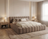 Designer Polsterbett Ivo in Samt – Sand