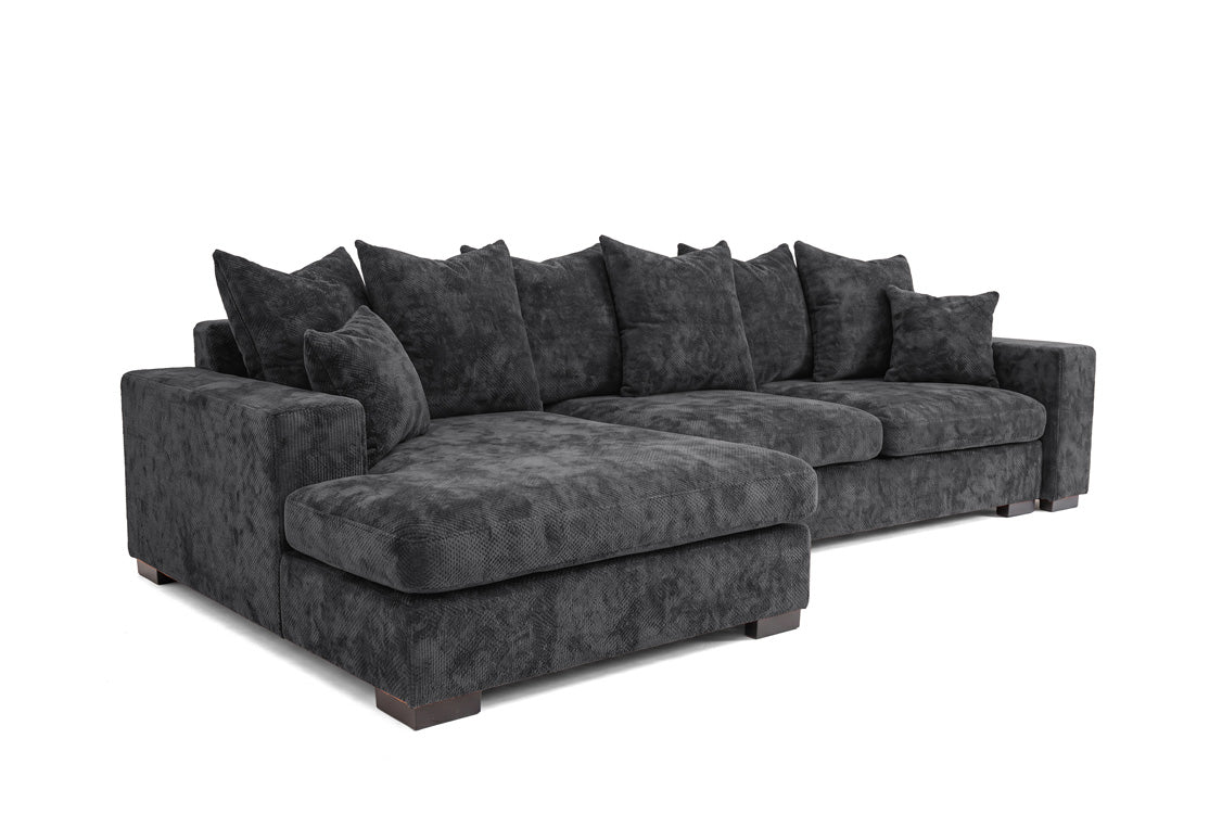 Designer sofa Selena L with sleeping function in textured fabric