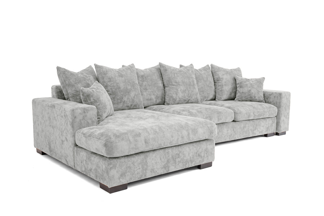 Designer sofa Selena L with sleeping function in textured fabric