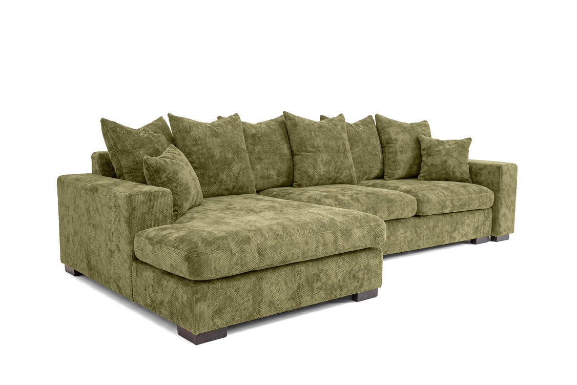 Designer sofa Selena L with sleeping function in textured fabric
