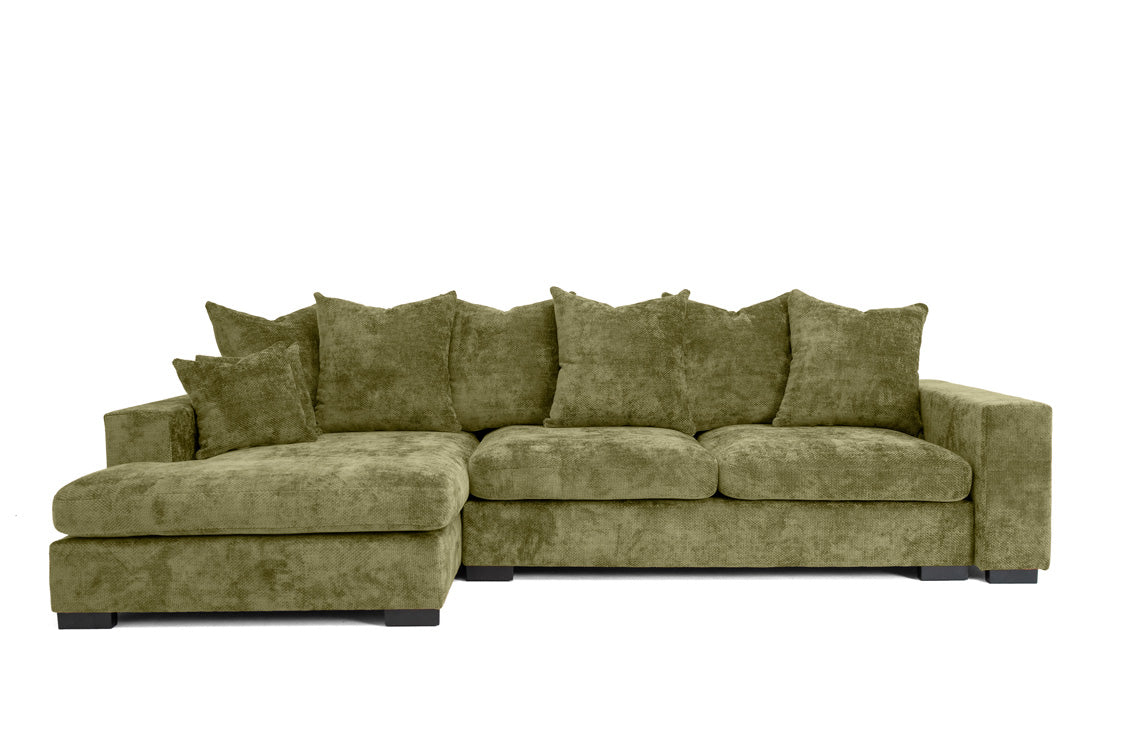 Designer sofa Selena L with sleeping function in textured fabric