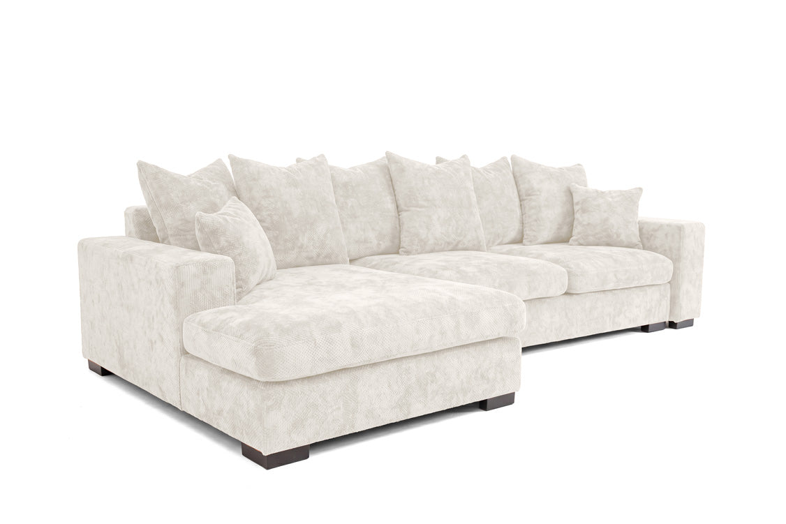 Designer sofa Selena L with sleeping function in textured fabric