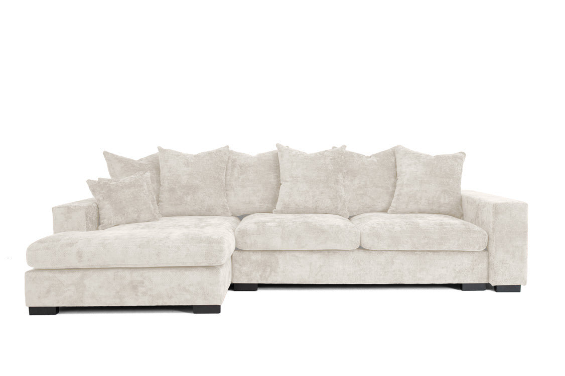 Designer sofa Selena L with sleeping function in textured fabric