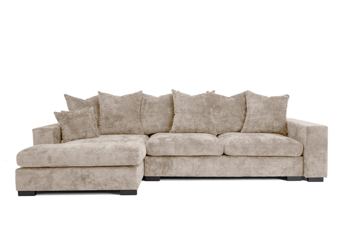 Designer sofa Selena L with sleeping function in textured fabric