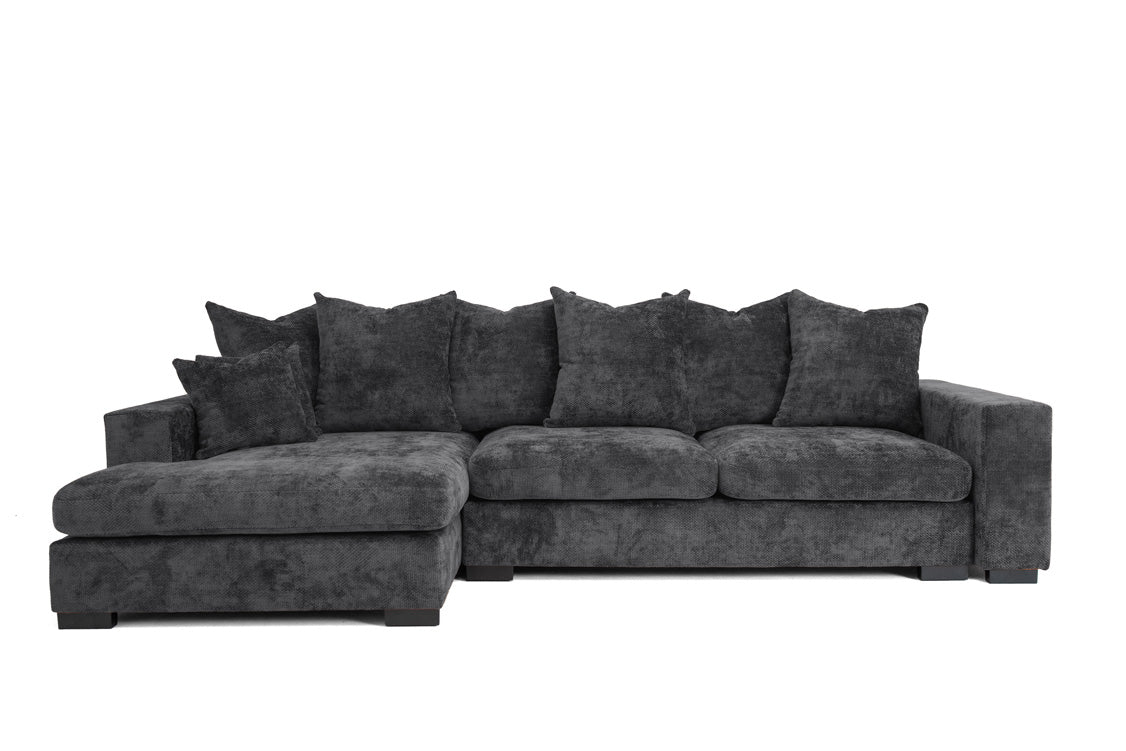 Designer sofa Selena L with sleeping function in textured fabric