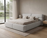Designer Polsterbett Lovis in Strukturstoff mit Stauraum – Hellgrau