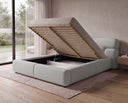 Designer Polsterbett Lovis in Strukturstoff mit Stauraum – Hellgrau