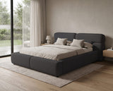 Designer Polsterbett Lovis in Strukturstoff mit Stauraum – Schwarz