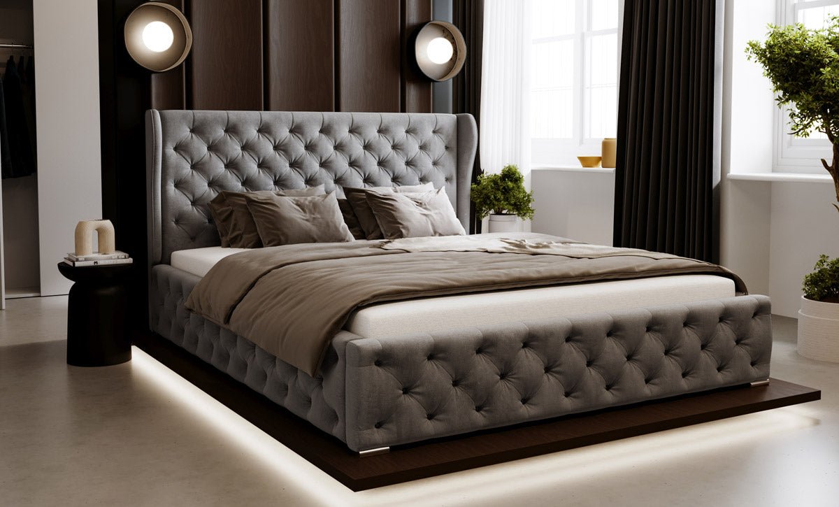 Designer Upholstered Bed Royal in Velvet with Storage