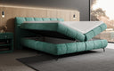 Boxspringbett Milla Cord in Vintage Blau (Poso 026) – Stauraum geöffnet
