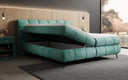 Boxspringbett Milla Cord in Vintage Blau (Poso 026) – Stauraum geöffnet seitlich