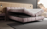 Boxspringbett Milla Cord in Mauve (Poso 130) – Stauraum geöffnet
