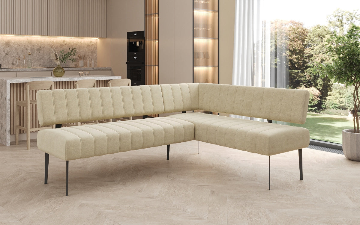 Upholstered Montero Dining Bench in Water-Repellent Velvet with Metal Legs