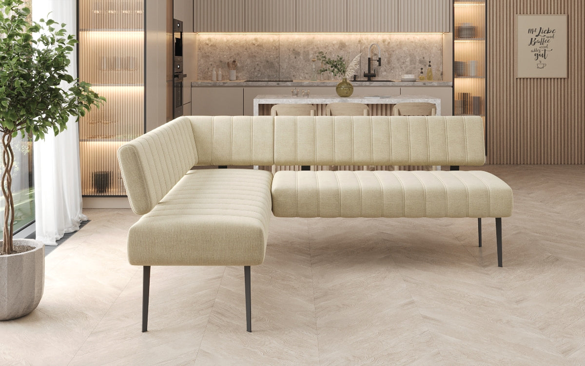 Upholstered Montero Dining Bench in Water-Repellent Velvet with Metal Legs