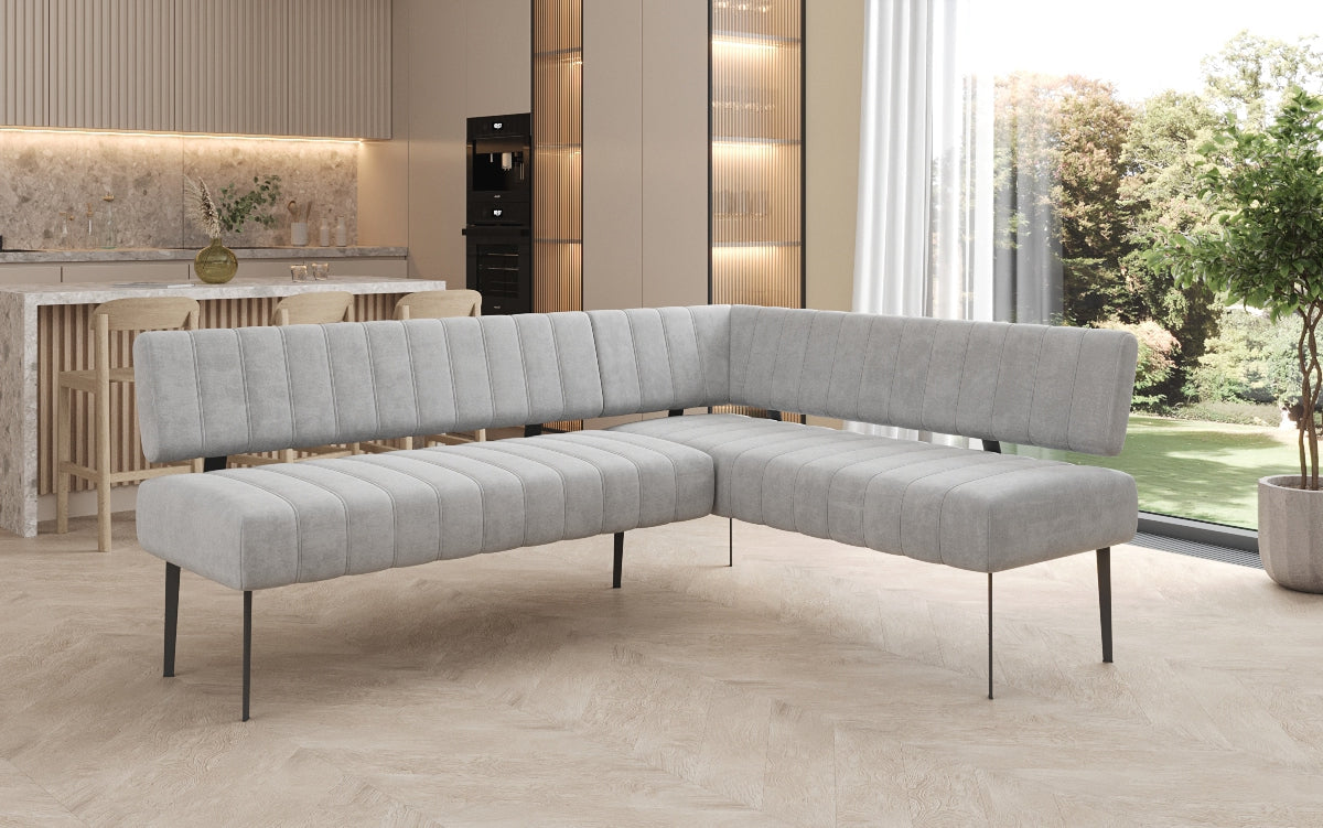 Upholstered Montero Dining Bench in Water-Repellent Velvet with Metal Legs