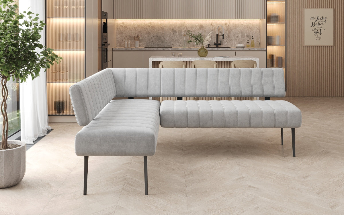 Upholstered Montero Dining Bench in Water-Repellent Velvet with Metal Legs