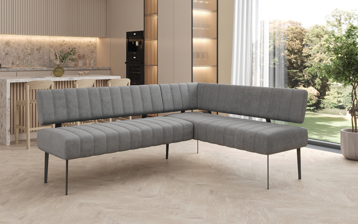 Upholstered Montero Dining Bench in Water-Repellent Velvet with Metal Legs