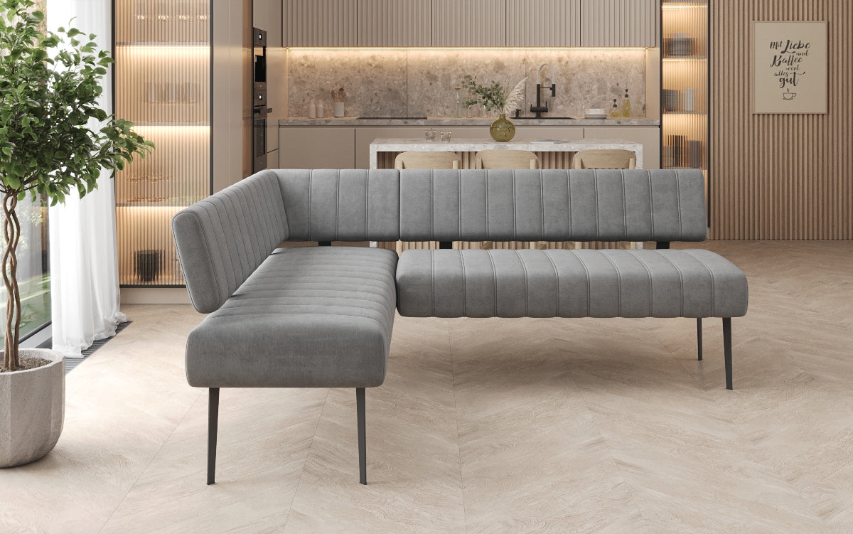 Upholstered Montero Dining Bench in Water-Repellent Velvet with Metal Legs