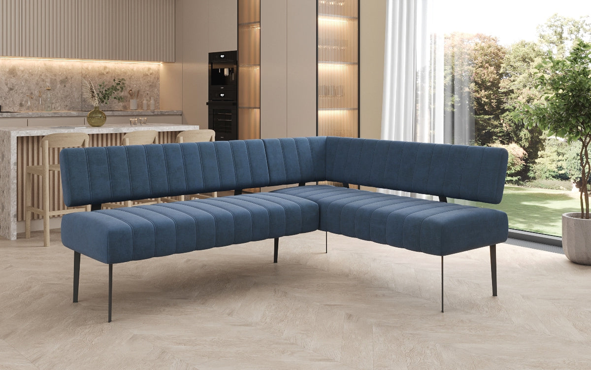 Upholstered Montero Dining Bench in Water-Repellent Velvet with Metal Legs
