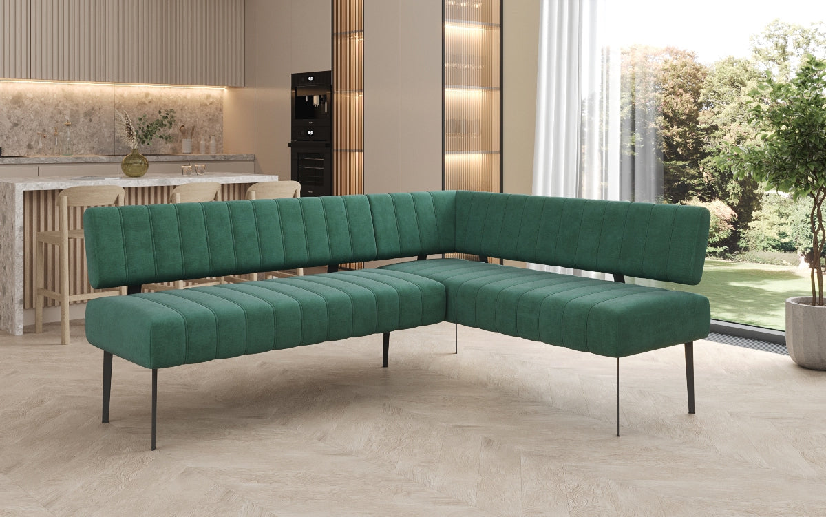 Upholstered Montero Dining Bench in Water-Repellent Velvet with Metal Legs