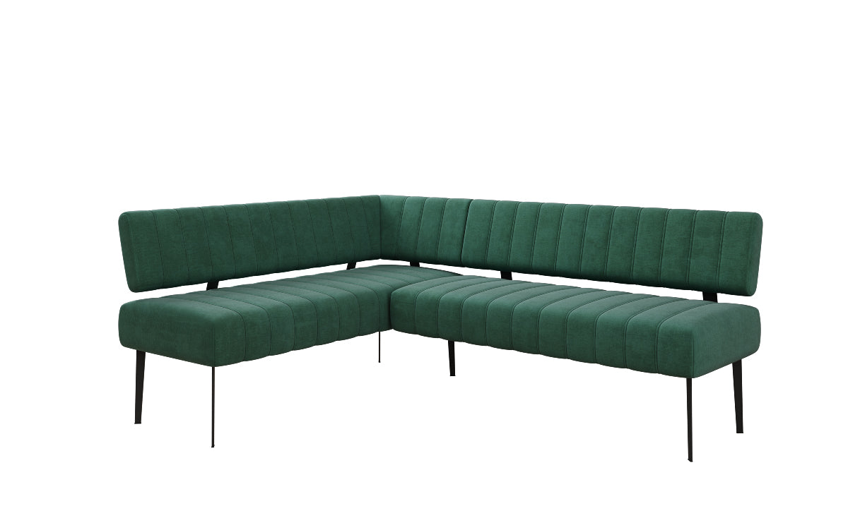 Upholstered Montero Dining Bench in Water-Repellent Velvet with Metal Legs