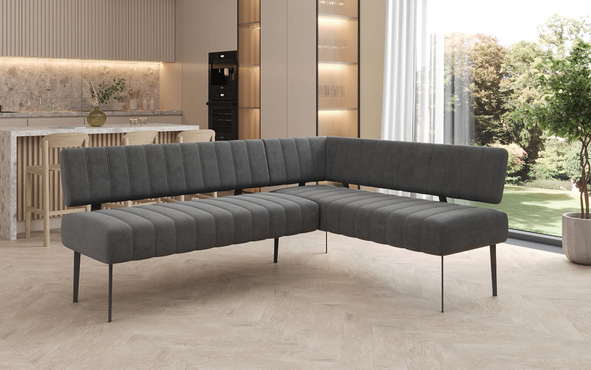 Upholstered Montero Dining Bench in Water-Repellent Velvet with Metal Legs