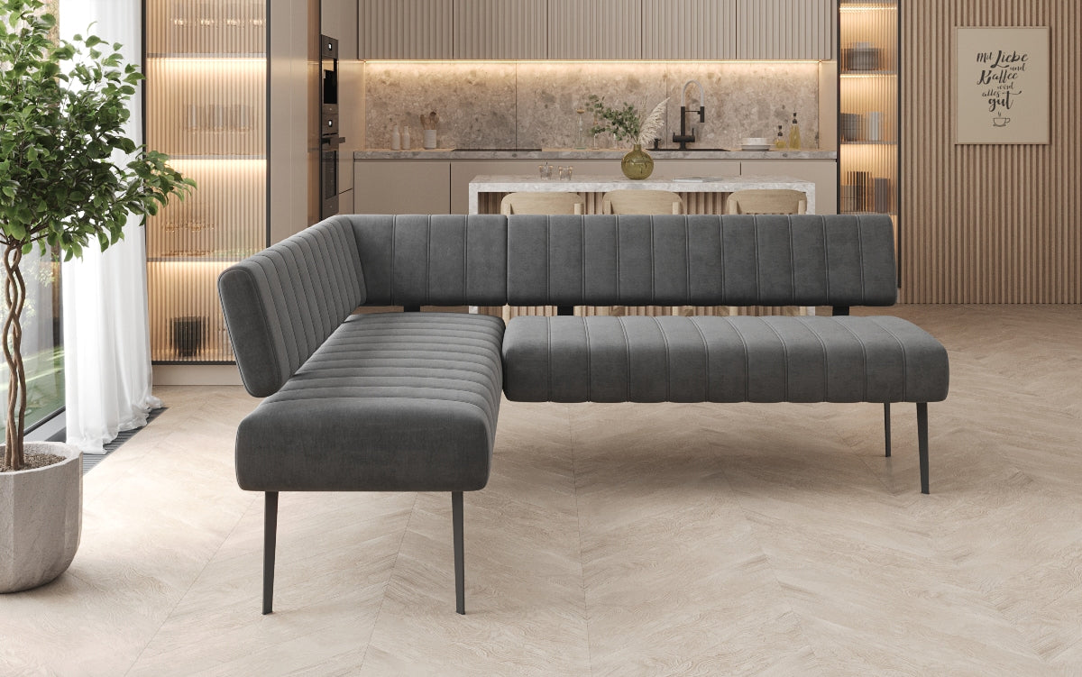 Upholstered Montero Dining Bench in Water-Repellent Velvet with Metal Legs