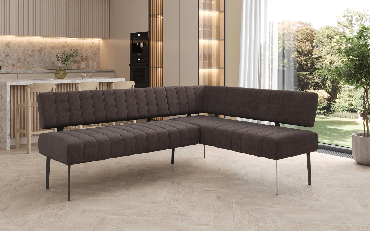 Upholstered Montero Dining Bench in Water-Repellent Velvet with Metal Legs