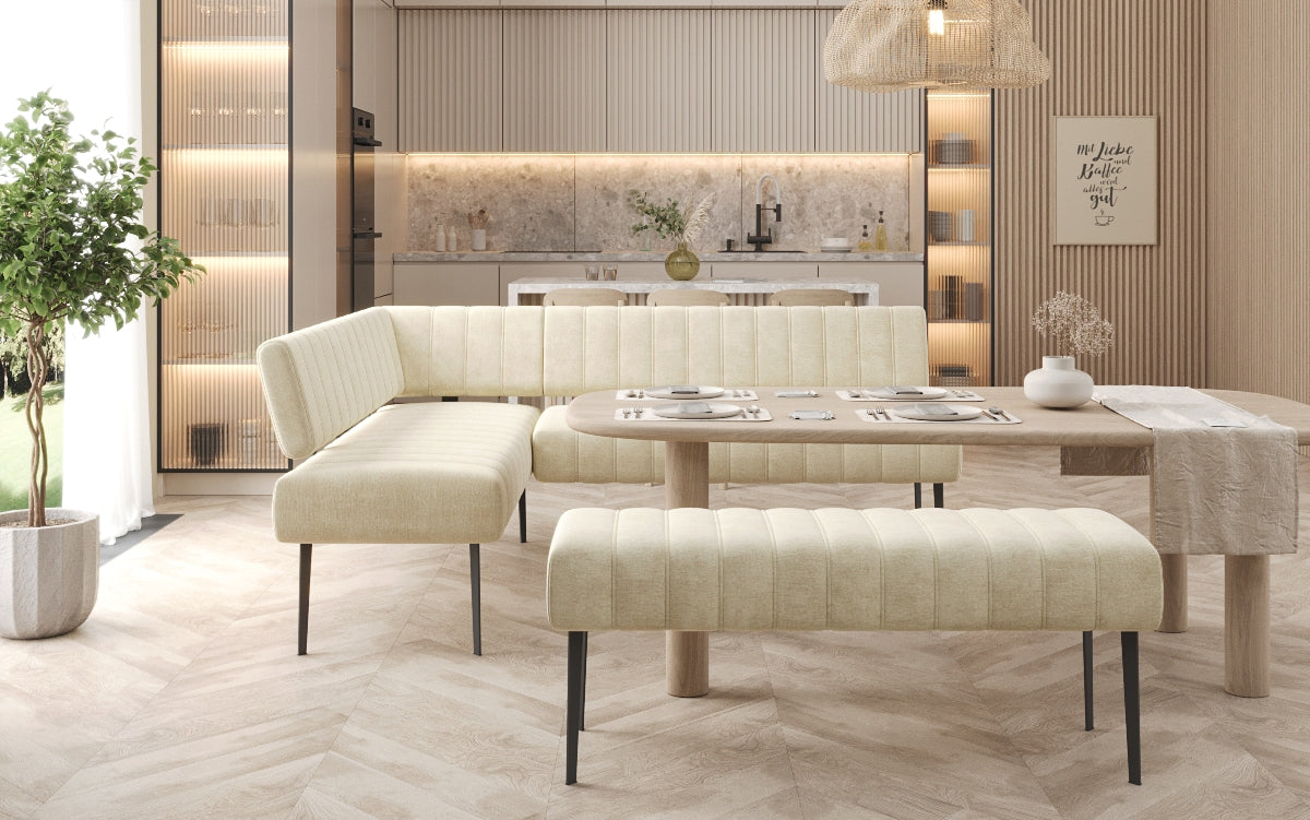 Essbank-Set Montero aus wasserabweisendem Samt mit Metallbeinen