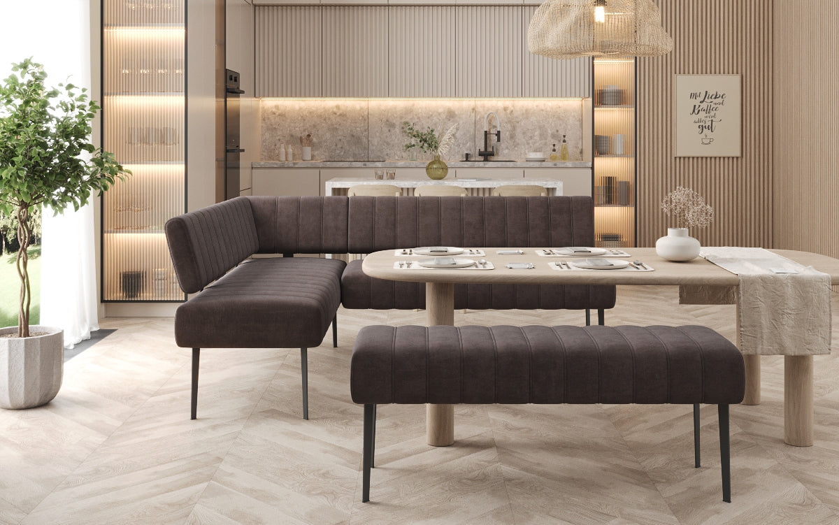 Essbank-Set Montero aus wasserabweisendem Samt mit Metallbeinen