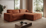 Designer Ecksofa Lugo in Cord – Orange – Rechts