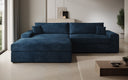 Designer Ecksofa Lugo in Cord – Blau – Links
