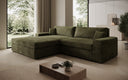 Designer Ecksofa Lugo in Cord – Olive – Links