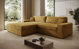 Designer Ecksofa Lugo in Cord – Safran – Links