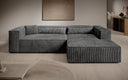 Designer Ecksofa Vasto in Cord – Grau – Rechts