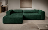 Designer Ecksofa Vasto in Cord – Grün – Links