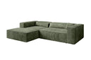 Designer Ecksofa Vasto in Cord – Salbei – Links