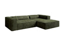 Designer Ecksofa Vasto in Cord – Olive – Rechts